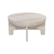 Tomas 32 Inch Coffee Table- Mango Wood Drum Top- Classic Washed White