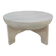 Tomas 32 Inch Coffee Table- Mango Wood Drum Top- Classic Washed White