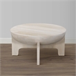 Tomas 32 Inch Coffee Table- Mango Wood Drum Top- Classic Washed White