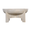 Tomas 32 Inch Coffee Table- Mango Wood Drum Top- Classic Washed White
