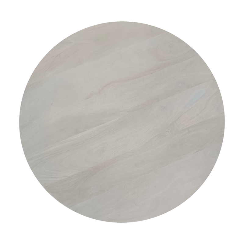 Tomas 32 Inch Coffee Table- Mango Wood Drum Top- Classic Washed White