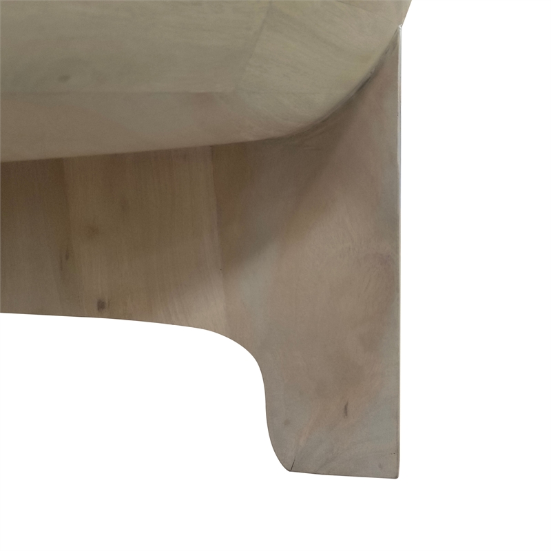 Tomas 32 Inch Coffee Table- Mango Wood Drum Top- Classic Washed White