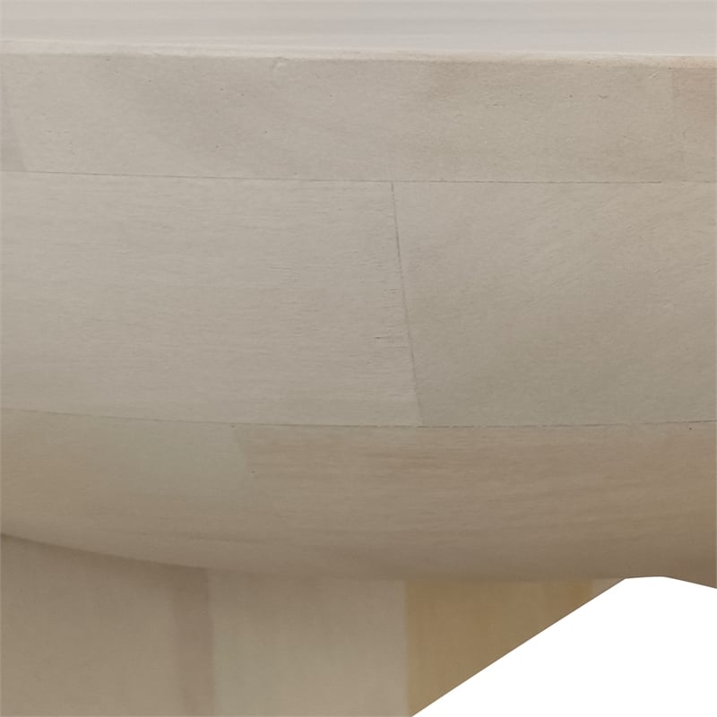 Tomas 32 Inch Coffee Table- Mango Wood Drum Top- Classic Washed White