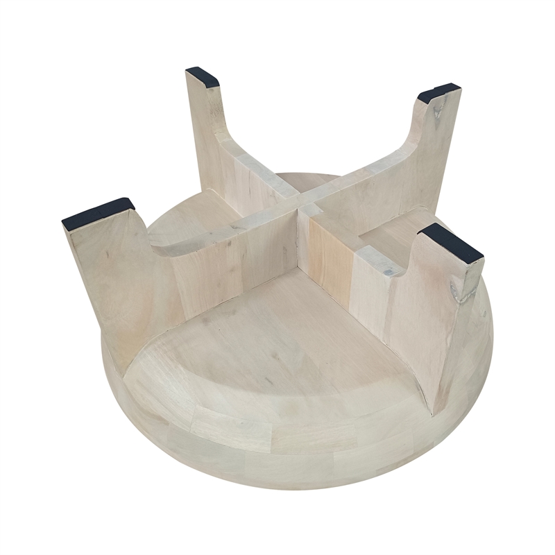 Tomas 32 Inch Coffee Table- Mango Wood Drum Top- Classic Washed White