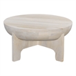 Tomas 32 Inch Coffee Table- Mango Wood Drum Top- Classic Washed White