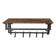 26 Inch Industrial Metal Frame Wall Mount Coat Rack- 5 Hooks- 1 Shelf- Brown