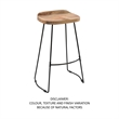 Tiva 30 Inch Handcrafted Backless Barstool- Natural Brown Mango Wood Saddle Seat