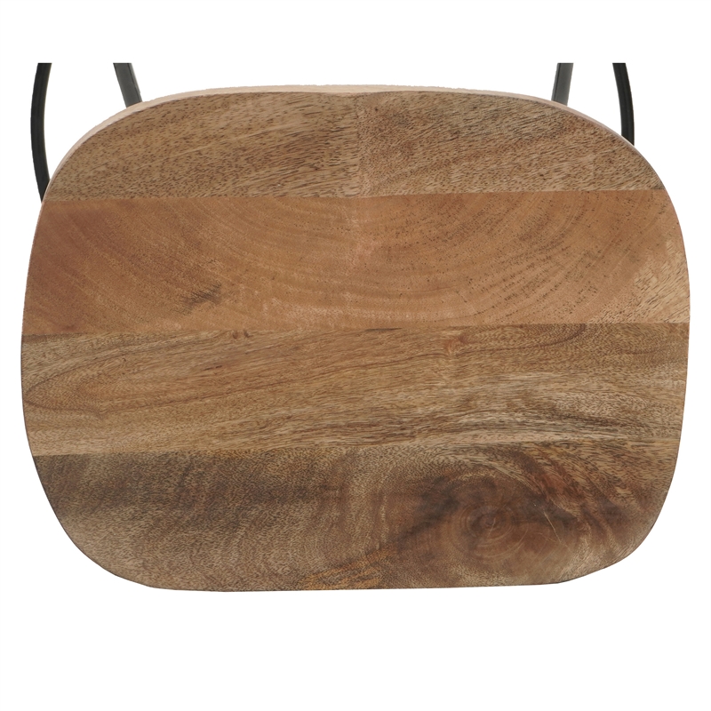 Tiva 30 Inch Handcrafted Backless Barstool- Natural Brown Mango Wood Saddle Seat