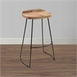 Tiva 30 Inch Handcrafted Backless Barstool- Natural Brown Mango Wood Saddle Seat