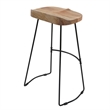 Tiva 30 Inch Handcrafted Backless Barstool- Natural Brown Mango Wood Saddle Seat