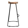 Tiva 30 Inch Handcrafted Backless Barstool- Natural Brown Mango Wood Saddle Seat