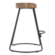 Ela 24 Inch Counter Height Stool- Mango Wood Saddle Seat- Iron Frame