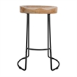 Ela 24 Inch Counter Height Stool- Mango Wood Saddle Seat- Iron Frame