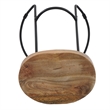Ela 24 Inch Counter Height Stool- Mango Wood Saddle Seat- Iron Frame