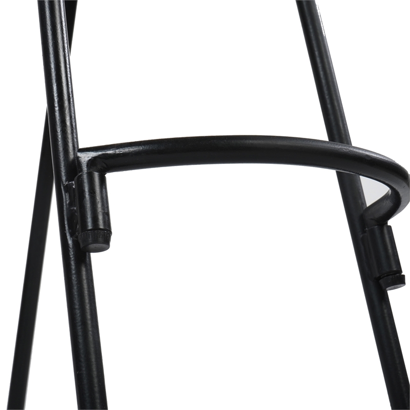 Ela 24 Inch Counter Height Stool- Mango Wood Saddle Seat- Iron Frame