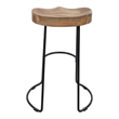 24 Inch Handcrafted Backless Barstool-Brown Mango Wood Thick SaddleSeat