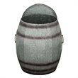 Barrel Drum Shape Storage Table with Removable Lid- Rustic Brown and Gray Metal