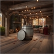 Barrel Drum Shape Storage Table with Removable Lid- Rustic Brown and Gray Metal