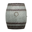 Barrel Drum Shape Storage Table with Removable Lid- Rustic Brown and Gray Metal