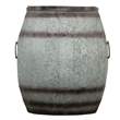 Barrel Drum Shape Storage Table with Removable Lid- Rustic Brown and Gray Metal