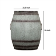 Barrel Drum Shape Storage Table with Removable Lid- Rustic Brown and Gray Metal