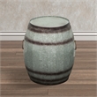 Barrel Drum Shape Storage Table with Removable Lid- Rustic Brown and Gray Metal