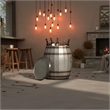 Barrel Drum Shape Storage Table with Removable Lid- Rustic Brown and Gray Metal