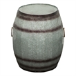 Barrel Drum Shape Storage Table with Removable Lid- Rustic Brown and Gray Metal