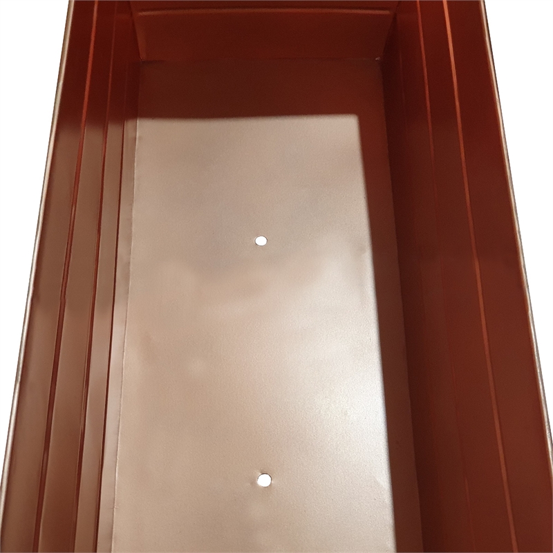 Rectangular Metal Flower Planter Box with Embossed Line Design-Large-Copper
