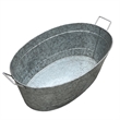 Thea Embossed Design Oval Shape Galvanized Steel Tub with Side Handles- Large