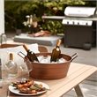 Thea Oval Shape Hammered texture Metal Tub with 2 Side Handles- Copper
