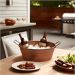 Thea Oval Shape Hammered texture Metal Tub with 2 Side Handles- Copper