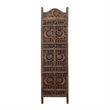 71 Inch 4 Panel Mango Wood Room Divider-Hand Carved-Sun & Moon Design- Brown