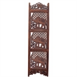 Zofi Hand Carved Elephant Design Foldable 4 Panel Wooden Room Divider-Brown