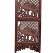 Zofi Hand Carved Elephant Design Foldable 4 Panel Wooden Room Divider-Brown