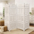 Aesthetically Carved 4 Panel Wooden Partition Screen/Room Divider- White