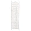 Aesthetically Carved 4 Panel Wooden Partition Screen/Room Divider- White