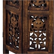 18 Inch Mango Wood Folding Accent Table- Hand Carved- Walnut Brown