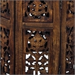 18 Inch Mango Wood Folding Accent Table- Hand Carved- Walnut Brown