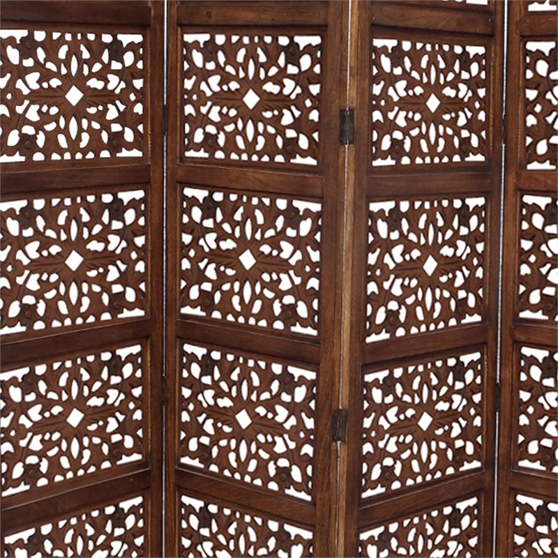 The Urban Port Handmade Foldable 4 Panel Wooden Partition Screen Room Divider