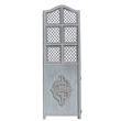 Three Panel Wooden Room Divider with Traditional Carvings and Cutouts- Blue