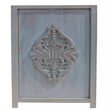 Three Panel Wooden Room Divider with Traditional Carvings and Cutouts- Blue