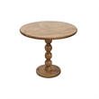 21 Inch Side End Table- Round Top- Stacked Ball Post- Natural Brown Mango Wood