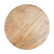 21 Inch Side End Table- Round Top- Stacked Ball Post- Natural Brown Mango Wood