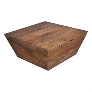 36 Inch Handcrafted Modern Farmhouse Coffee Table- Geometric Square- 1 Drawer