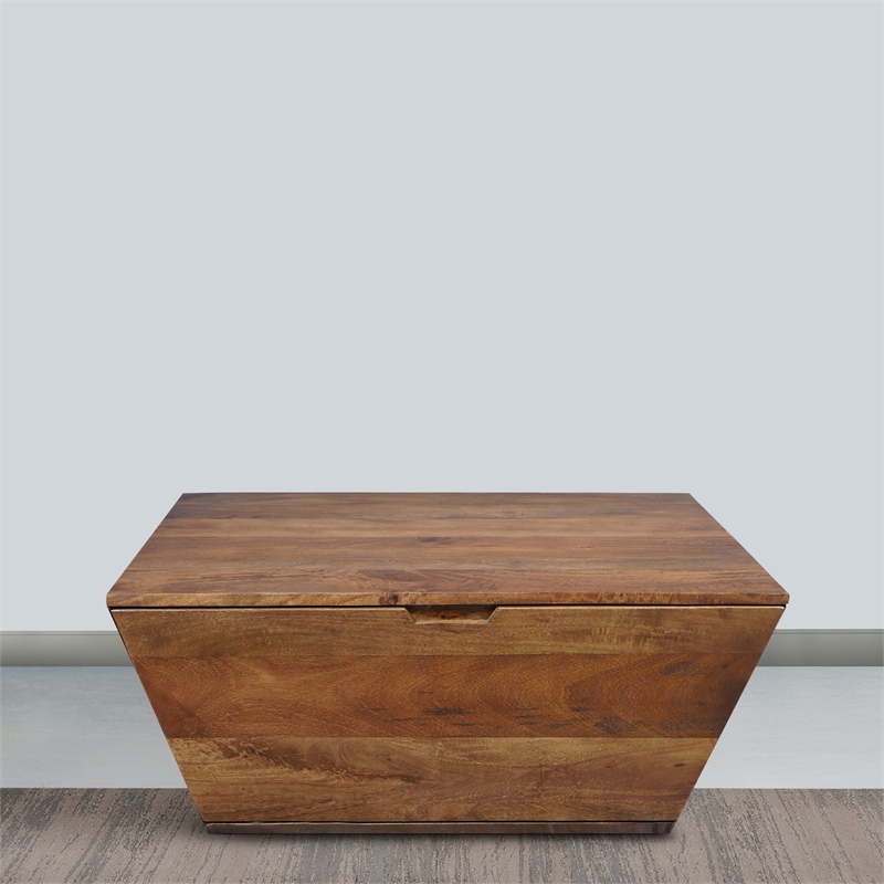 36 Inch Handcrafted Modern Farmhouse Coffee Table- Geometric Square- 1 Drawer