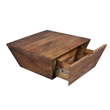 36 Inch Handcrafted Modern Farmhouse Coffee Table- Geometric Square- 1 Drawer