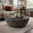 Arthur 36 Inch Farmhouse Style Handcrafted Mango Wood Coffee Table- Round Shape