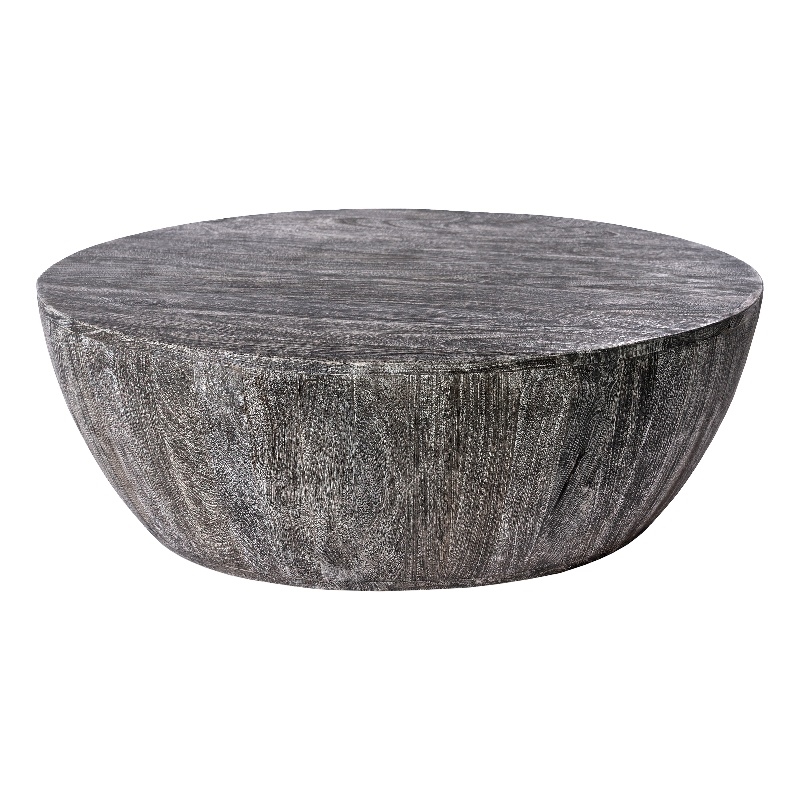 Arthur 36 Inch Farmhouse Style Handcrafted Mango Wood Coffee Table- Round Shape