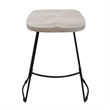 Tiva 24 Inch Handcrafted Backless Counter Height Stool- Mango Wood Saddle Seat